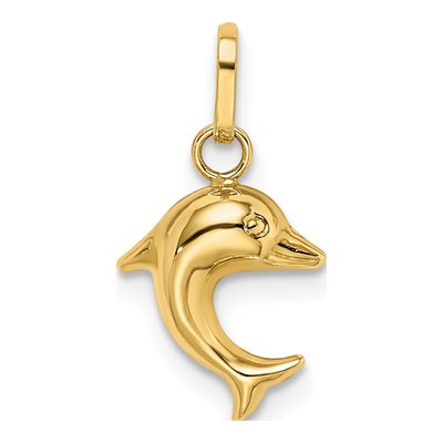 14K Yellow Gold Blue Enamel Dolphin Charm – view 5
