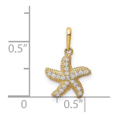 14K Yellow Gold CZ Starfish for Kids Pendant – view 4