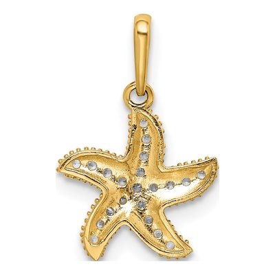 14K Yellow Gold CZ Starfish for Kids Pendant – view 5