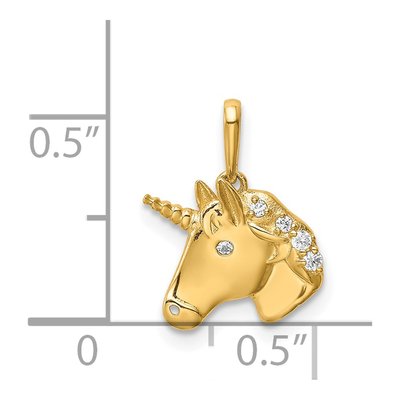 14K Yellow Gold Unicorn CZ for Girls Pendant – view 4