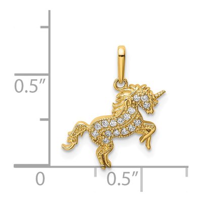 14K Yellow Gold Unicorn CZ Pendant – view 4