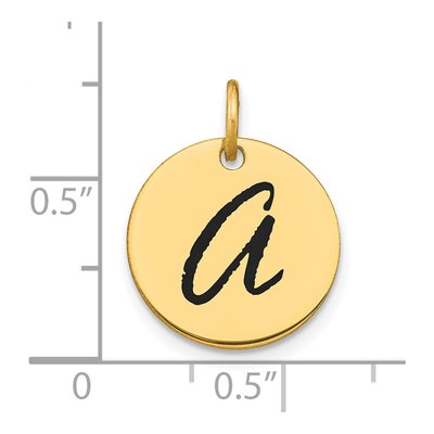 14K Yellow Gold Black Enamel Disk Letter A Charm – view 4