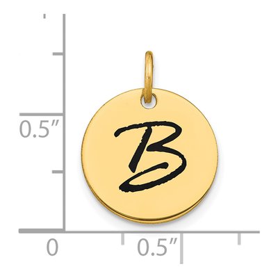 14K Yellow Gold Black Enamel Disk Letter B Charm – view 4