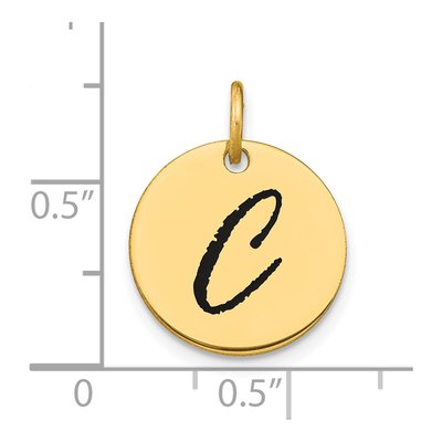 14K Yellow Gold Black Enamel Disk Letter C Charm – view 4