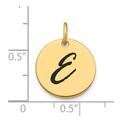 14K Yellow Gold Black Enamel Disk Letter E Charm – view 3