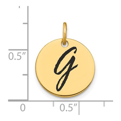 14K Yellow Gold Black Enamel Disk Letter G Charm – view 3