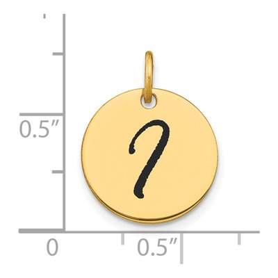 14K Yellow Gold Black Enamel Initial I Disk Charm – view 3