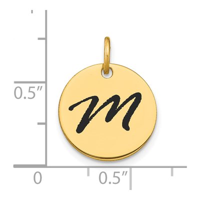 14K Yellow Gold Black Enamel Disk Letter M Charm – view 3
