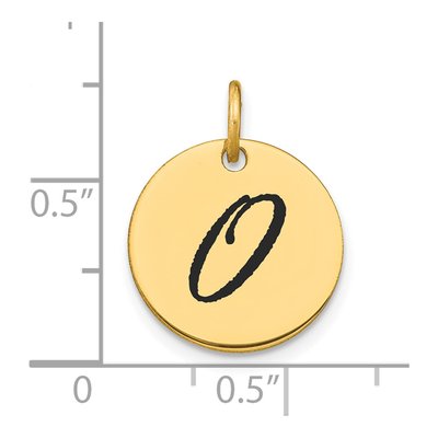 14K Yellow Gold Black Enamel Disk Letter O Charm – view 3