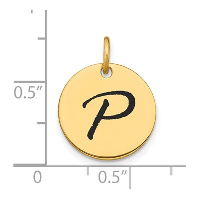 14K Yellow Gold Disk Letter P Charm – view 3