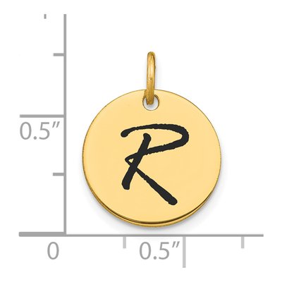 14K Yellow Gold Disk Letter R Charm – view 3