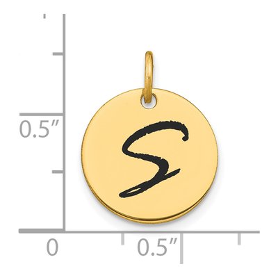 14K Yellow Gold Black Enamel Disk Letter S Charm – view 3
