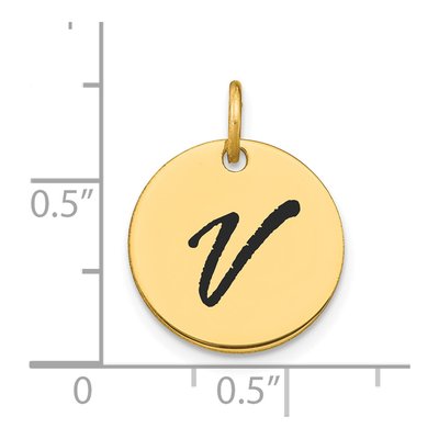 14K Yellow Gold Disk Letter V Charm – view 3