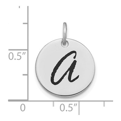 14K White Gold Black Enamel Disk Letter A Charm – view 3