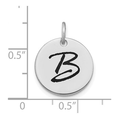 14K White Gold Black Enamel Letter B Charm – view 3
