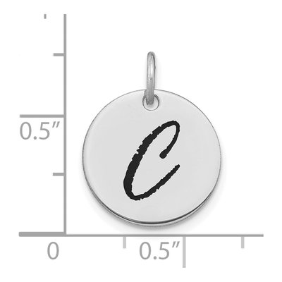 14K White Gold Disk Letter C Charm – view 3