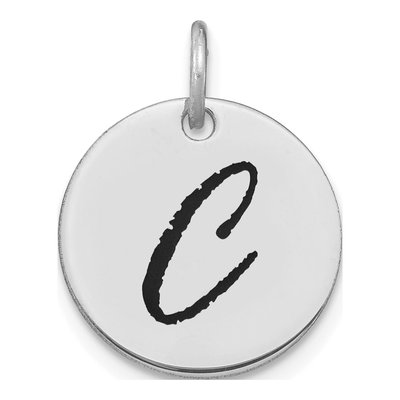 14K White Gold Disk Letter C Charm