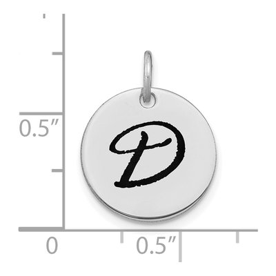 14K White Gold Disk Letter D Charm – view 3