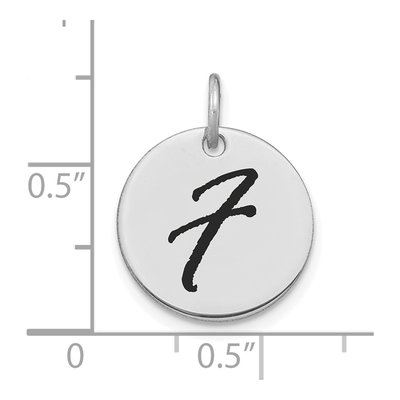 14K White Gold Disk Letter F Charm – view 3