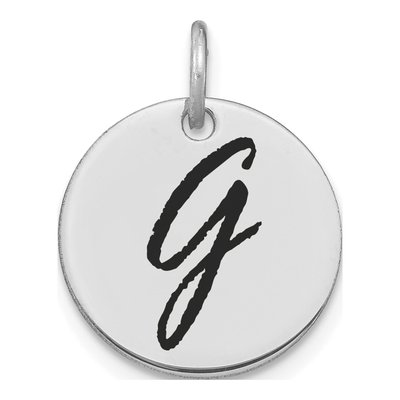 14K White Gold Disk Letter G Charm