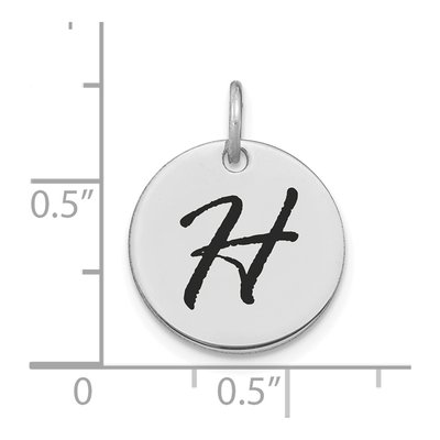 14K White Gold Disk Letter H Charm – view 3