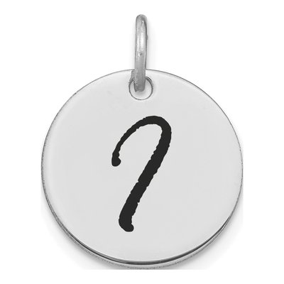 14K White Gold Letter I Initial Disk Charm