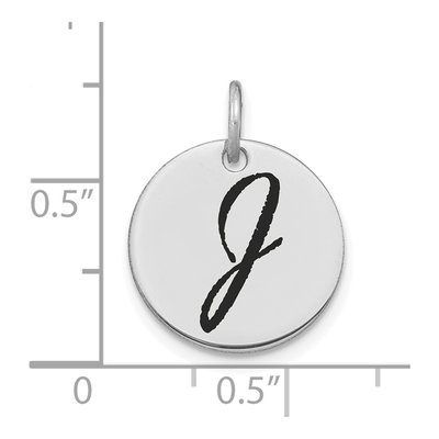 14K White Gold Disk Letter J Charm – view 3