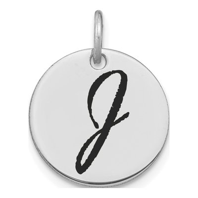14K White Gold Disk Letter J Charm