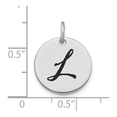 14K White Gold Black Enamel Disk Letter L Charm – view 4