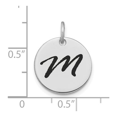 14K White Gold Disk Letter M Charm – view 3