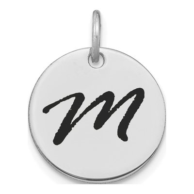 14K White Gold Disk Letter M Charm