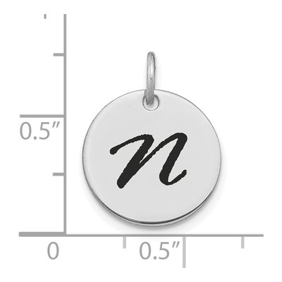14K White Gold Disk Letter N Charm – view 3