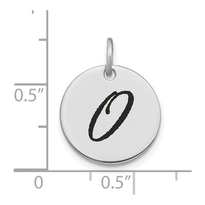 14K White Gold Black Enamel Disk Letter O Charm – view 4