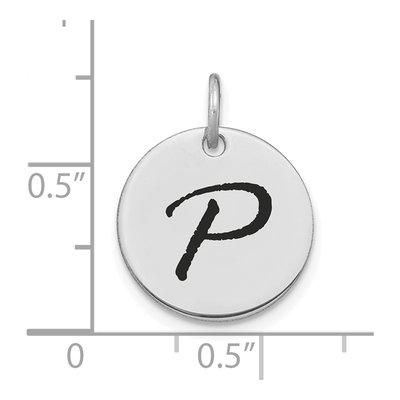 14K White Gold Disk Letter P Pendant – view 3