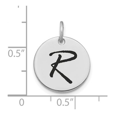 14K White Gold Disk Letter R Charm – view 3