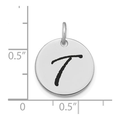 14K White Gold Disk Letter T Charm – view 3