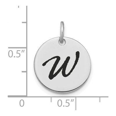 14K White Gold Disk Letter W Charm – view 2