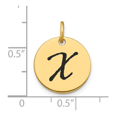 14K Yellow Gold Black Enamel Disk Letter X Charm – view 2