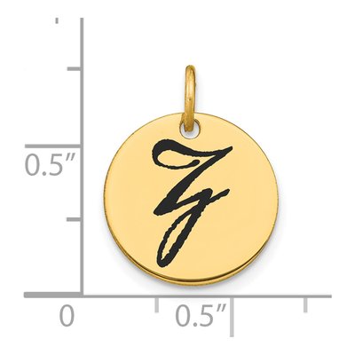 14K Yellow Gold Black Enamel Disk Letter Z Charm – view 2