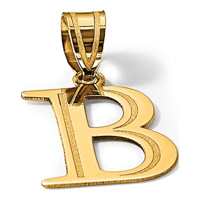 14K Yellow Gold Etched Letter B Pendant – view 5