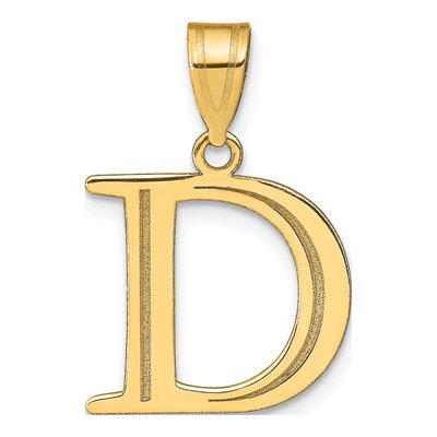 14K Yellow Gold Letter D Pendant