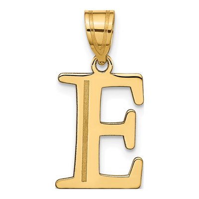 14K Yellow Gold Etched Letter E Pendant