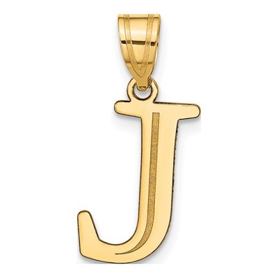 14K Yellow Gold Letter J Pendant