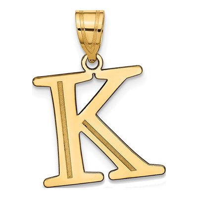 14K Yellow Gold Letter K Pendant