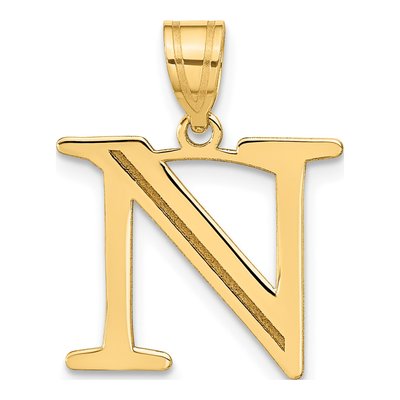 14K Yellow Gold Letter N Pendant
