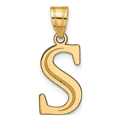 14K Yellow Gold Letter S Pendant