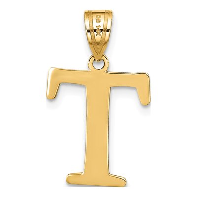 14K Yellow Gold Letter T Pendant – view 4