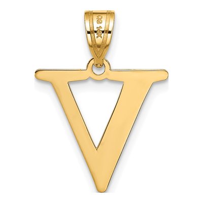 14K Yellow Gold Letter V Pendant – view 4