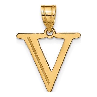 14K Yellow Gold Letter V Pendant