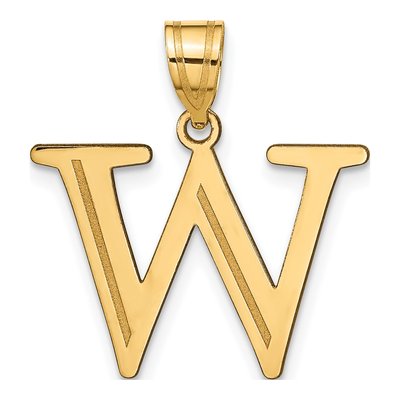 14K Yellow Gold Letter W Pendant